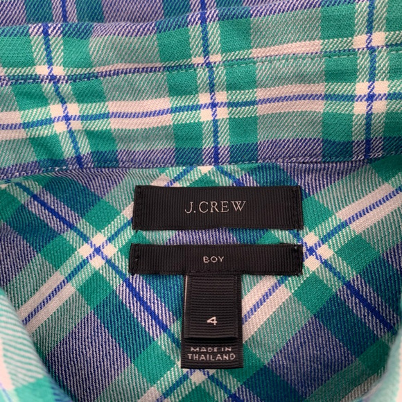 J.Crew Boy Fit Plaid Flannel Shirt Green Blue 4 - Picture 10 of 10